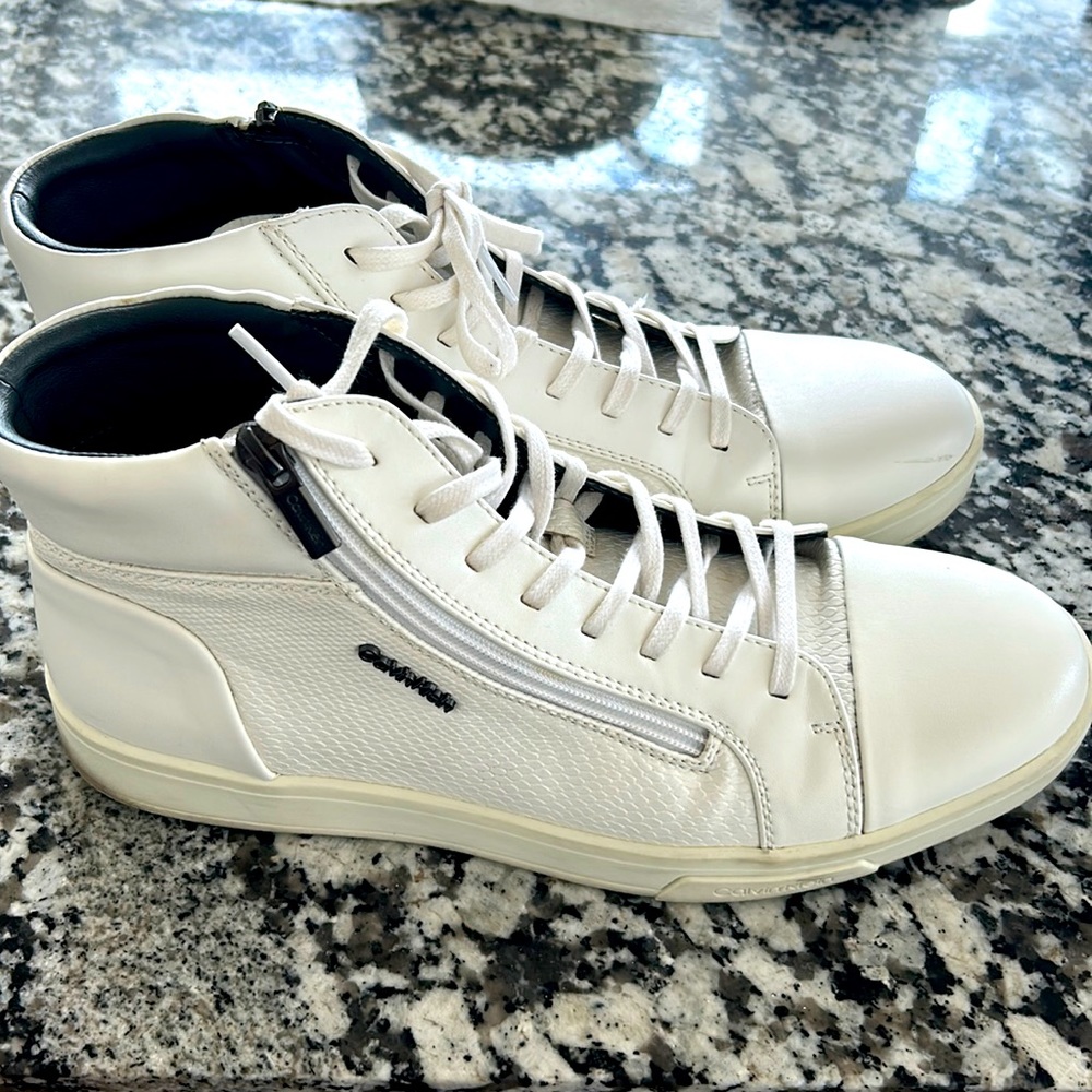 White Calvin Klein fashion high tops size 10